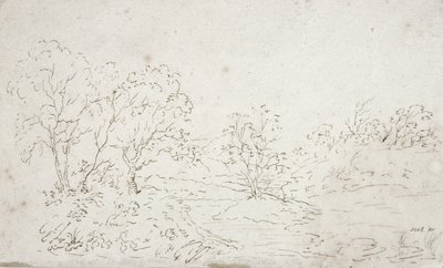 Landscape: a stream running between trees by John Constable